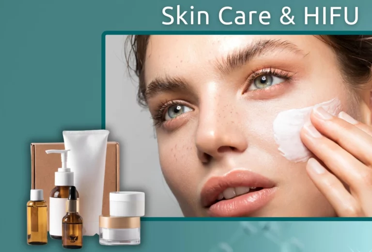 Skincare routine for skin regeneration and recovery after aesthetic HIFU treatment.